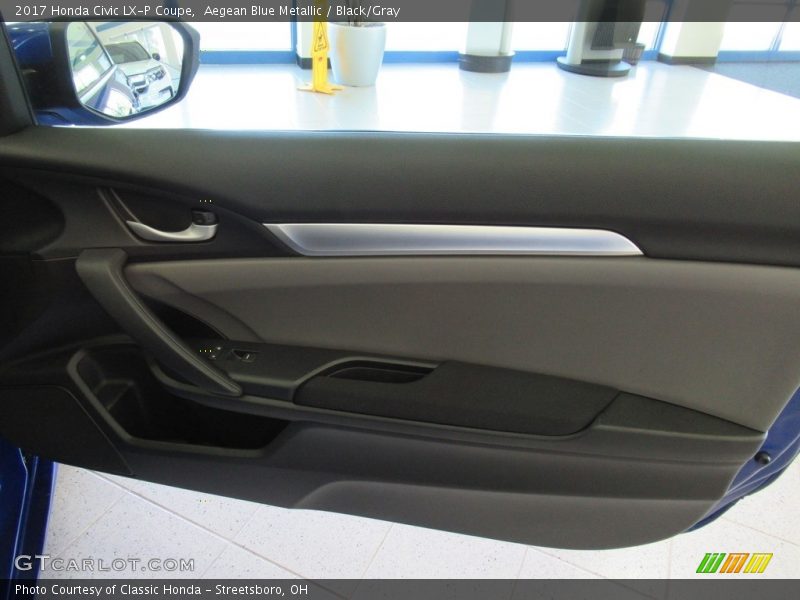 Aegean Blue Metallic / Black/Gray 2017 Honda Civic LX-P Coupe