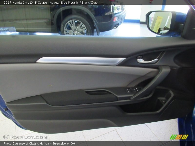 Aegean Blue Metallic / Black/Gray 2017 Honda Civic LX-P Coupe