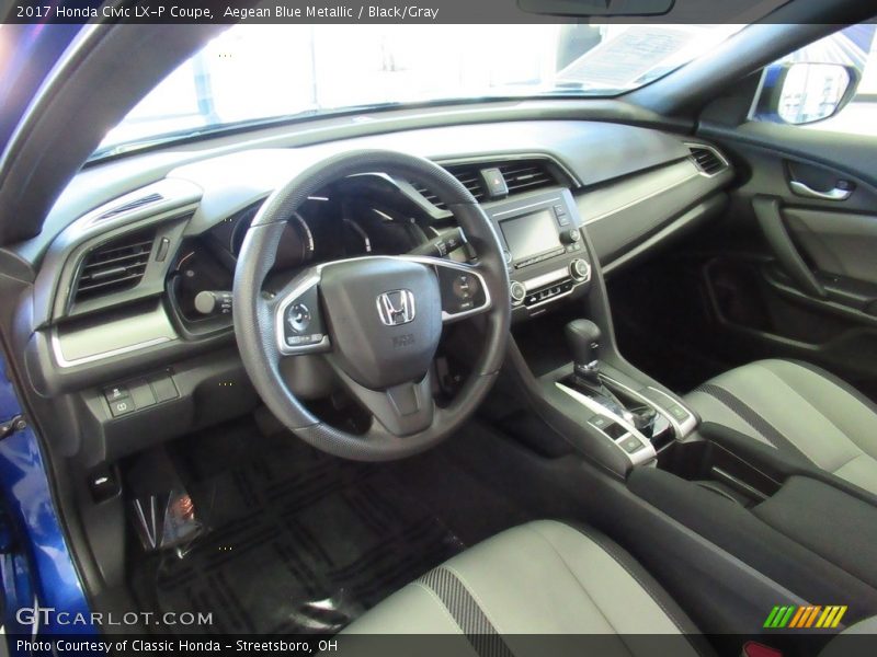 Aegean Blue Metallic / Black/Gray 2017 Honda Civic LX-P Coupe