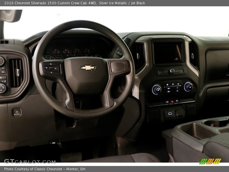 Silver Ice Metallic / Jet Black 2019 Chevrolet Silverado 1500 Custom Crew Cab 4WD