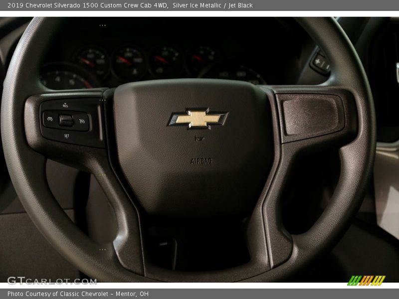 Silver Ice Metallic / Jet Black 2019 Chevrolet Silverado 1500 Custom Crew Cab 4WD