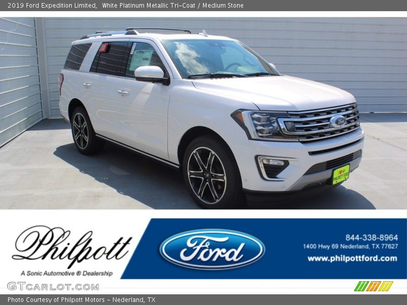 White Platinum Metallic Tri-Coat / Medium Stone 2019 Ford Expedition Limited