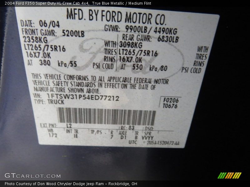 True Blue Metallic / Medium Flint 2004 Ford F350 Super Duty XL Crew Cab 4x4