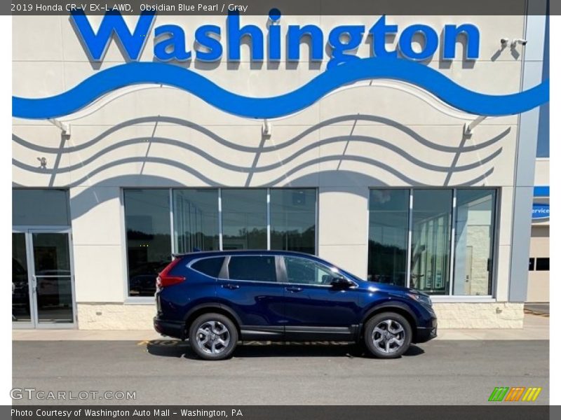 Obsidian Blue Pearl / Gray 2019 Honda CR-V EX-L AWD