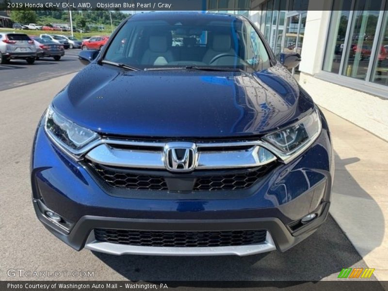 Obsidian Blue Pearl / Gray 2019 Honda CR-V EX-L AWD