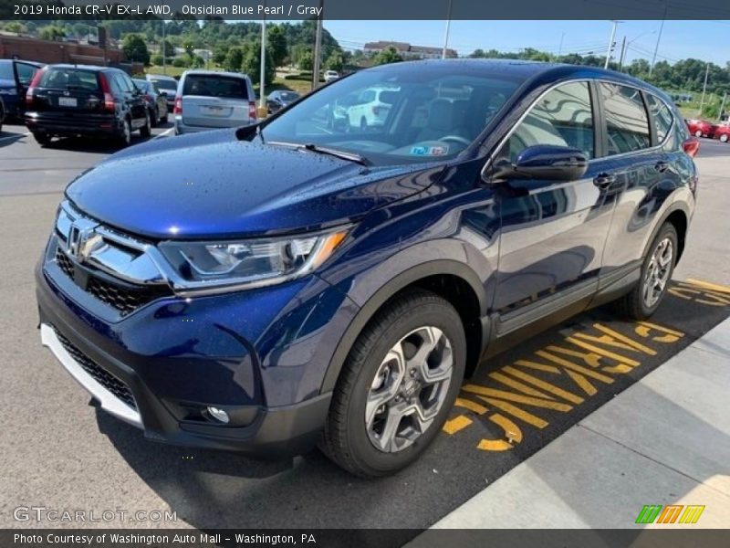 Obsidian Blue Pearl / Gray 2019 Honda CR-V EX-L AWD