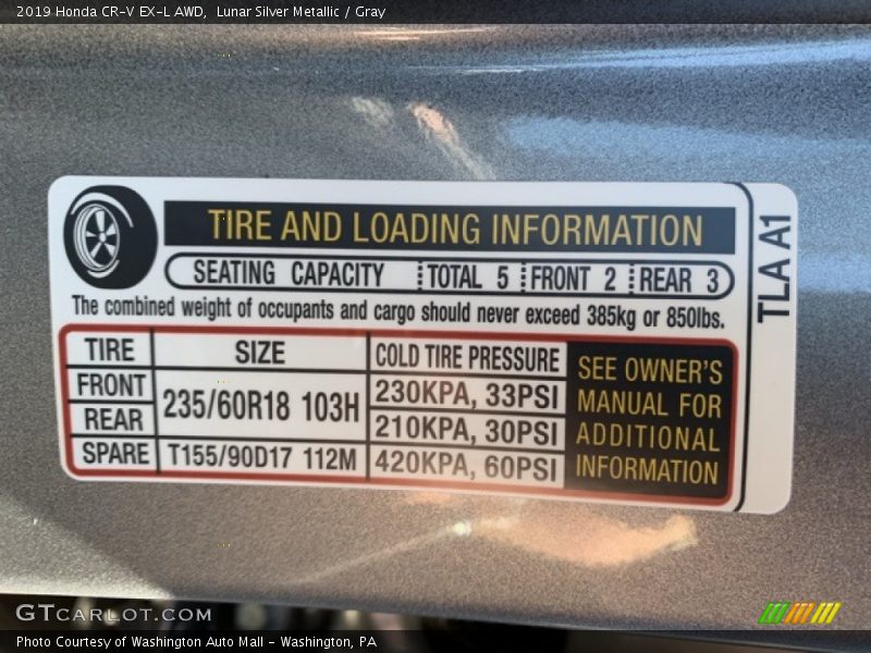 Lunar Silver Metallic / Gray 2019 Honda CR-V EX-L AWD