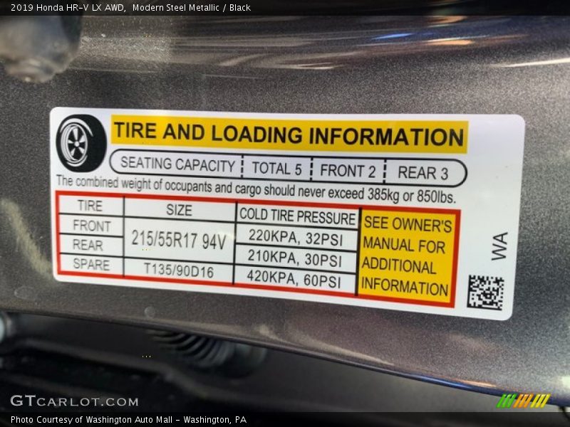 Modern Steel Metallic / Black 2019 Honda HR-V LX AWD