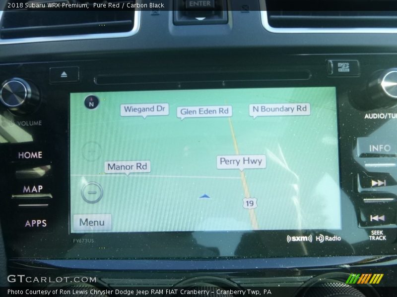 Navigation of 2018 WRX Premium