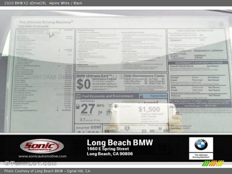 Alpine White / Black 2020 BMW X2 sDrive28i