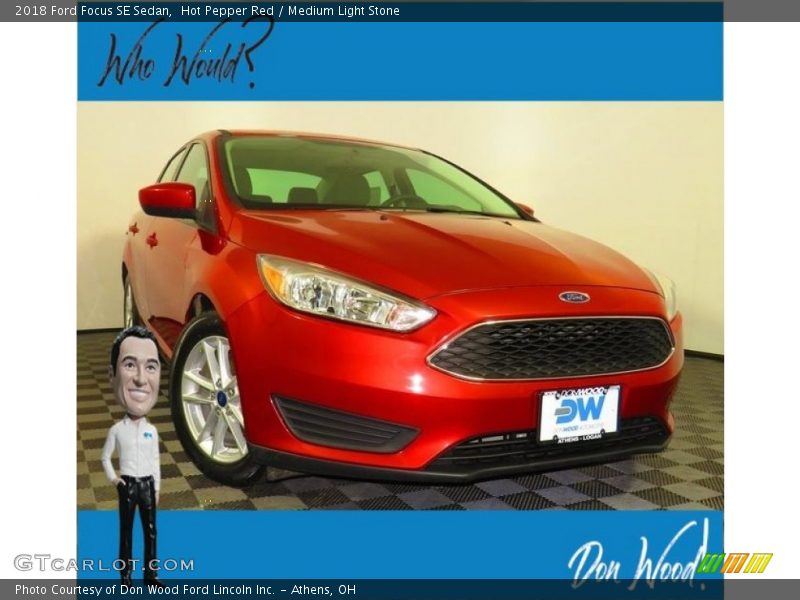 Hot Pepper Red / Medium Light Stone 2018 Ford Focus SE Sedan