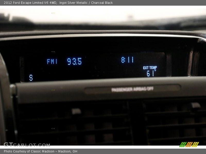 Ingot Silver Metallic / Charcoal Black 2012 Ford Escape Limited V6 4WD