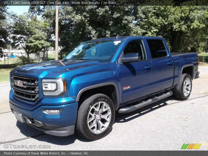 Stone Blue Metallic / Jet Black 2017 GMC Sierra 1500 SLT Crew Cab 4WD