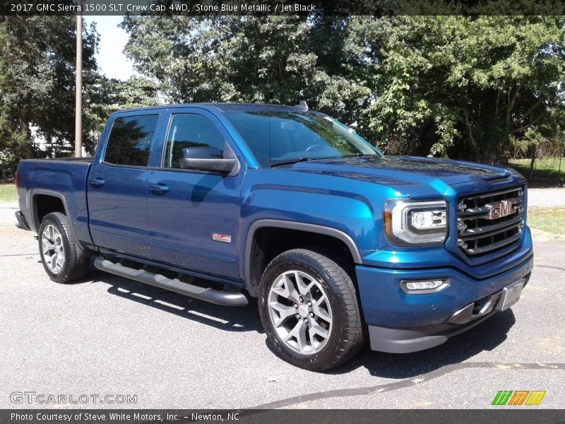 Stone Blue Metallic / Jet Black 2017 GMC Sierra 1500 SLT Crew Cab 4WD