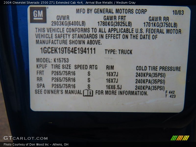Arrival Blue Metallic / Medium Gray 2004 Chevrolet Silverado 1500 Z71 Extended Cab 4x4