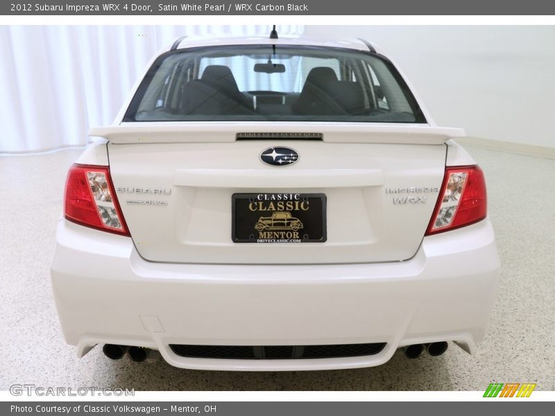 Satin White Pearl / WRX Carbon Black 2012 Subaru Impreza WRX 4 Door