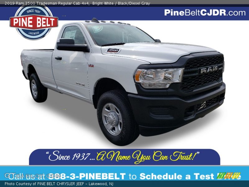 Bright White / Black/Diesel Gray 2019 Ram 3500 Tradesman Regular Cab 4x4