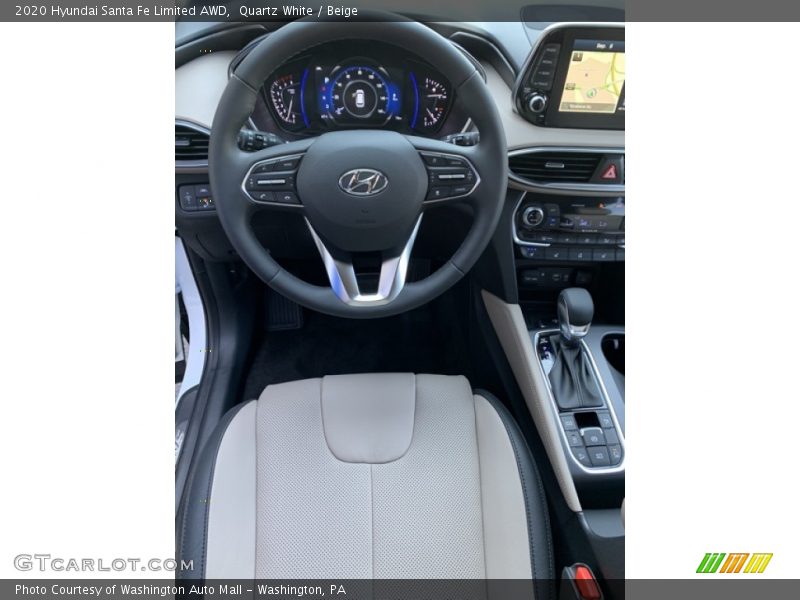 Quartz White / Beige 2020 Hyundai Santa Fe Limited AWD