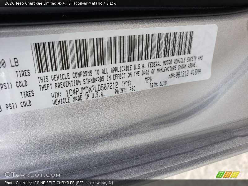 Billet Silver Metallic / Black 2020 Jeep Cherokee Limited 4x4