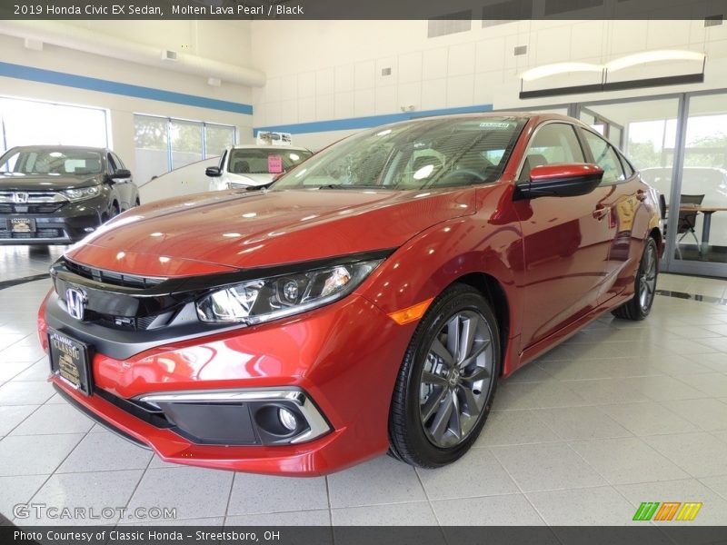 Molten Lava Pearl / Black 2019 Honda Civic EX Sedan