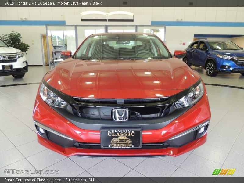 Molten Lava Pearl / Black 2019 Honda Civic EX Sedan