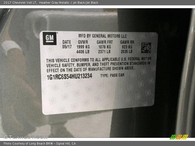 Heather Gray Metallic / Jet Black/Jet Black 2017 Chevrolet Volt LT