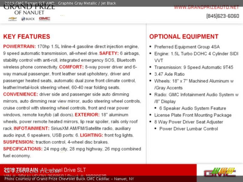Graphite Gray Metallic / Jet Black 2019 GMC Terrain SLT AWD
