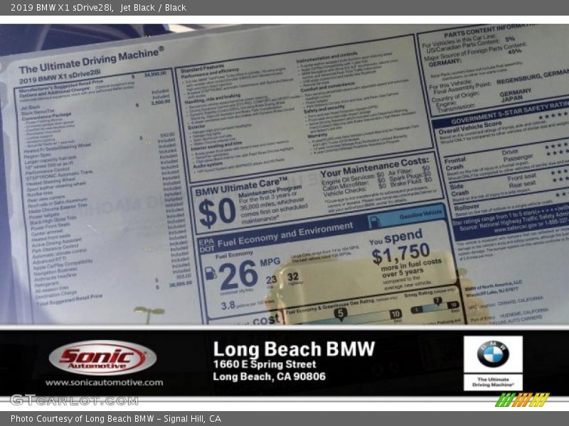 Jet Black / Black 2019 BMW X1 sDrive28i