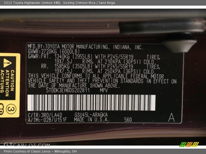 Sizzling Crimson Mica / Sand Beige 2013 Toyota Highlander Limited 4WD