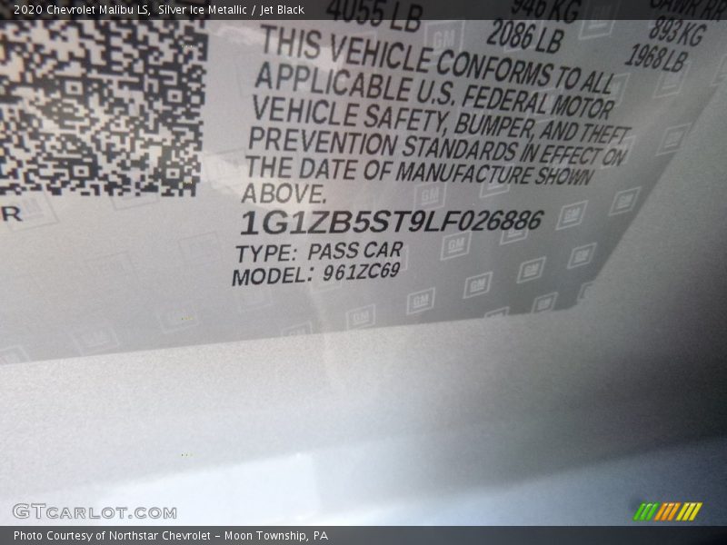 Silver Ice Metallic / Jet Black 2020 Chevrolet Malibu LS