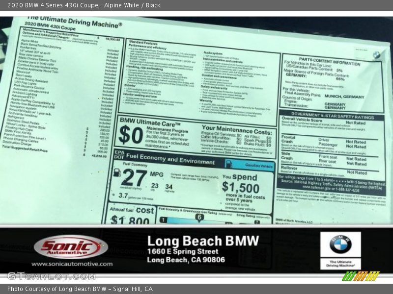 Alpine White / Black 2020 BMW 4 Series 430i Coupe