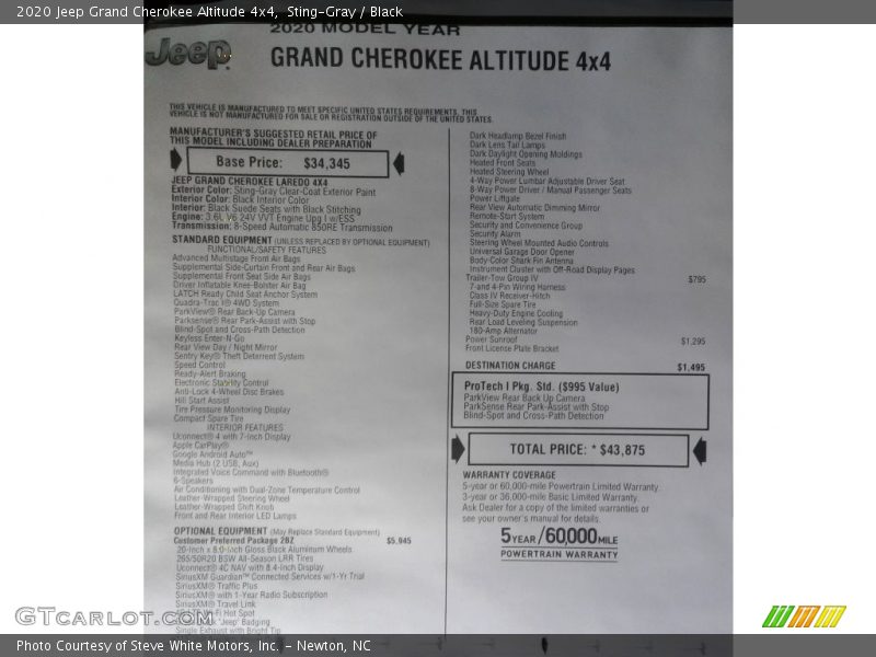 Sting-Gray / Black 2020 Jeep Grand Cherokee Altitude 4x4