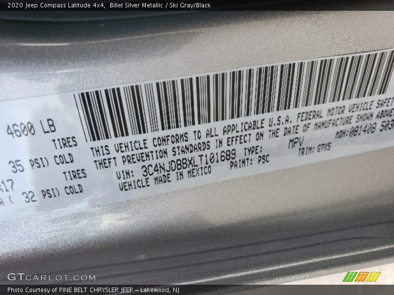 Billet Silver Metallic / Ski Gray/Black 2020 Jeep Compass Latitude 4x4