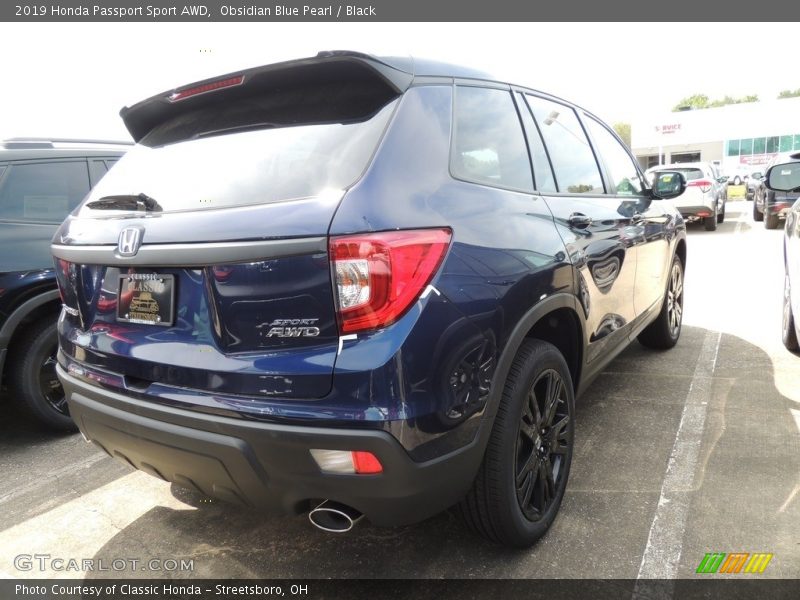 Obsidian Blue Pearl / Black 2019 Honda Passport Sport AWD