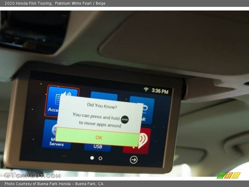 Platinum White Pearl / Beige 2020 Honda Pilot Touring