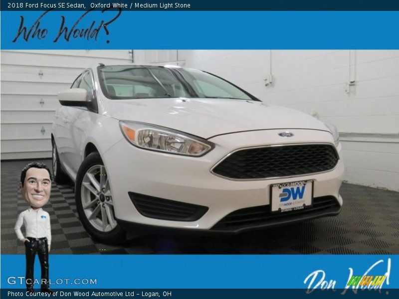 Oxford White / Medium Light Stone 2018 Ford Focus SE Sedan