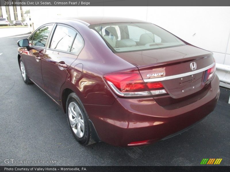 Crimson Pearl / Beige 2014 Honda Civic LX Sedan