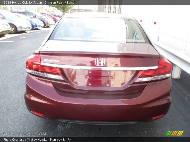Crimson Pearl / Beige 2014 Honda Civic LX Sedan