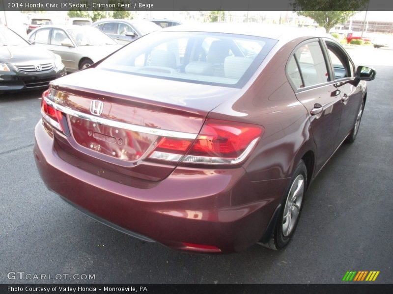 Crimson Pearl / Beige 2014 Honda Civic LX Sedan