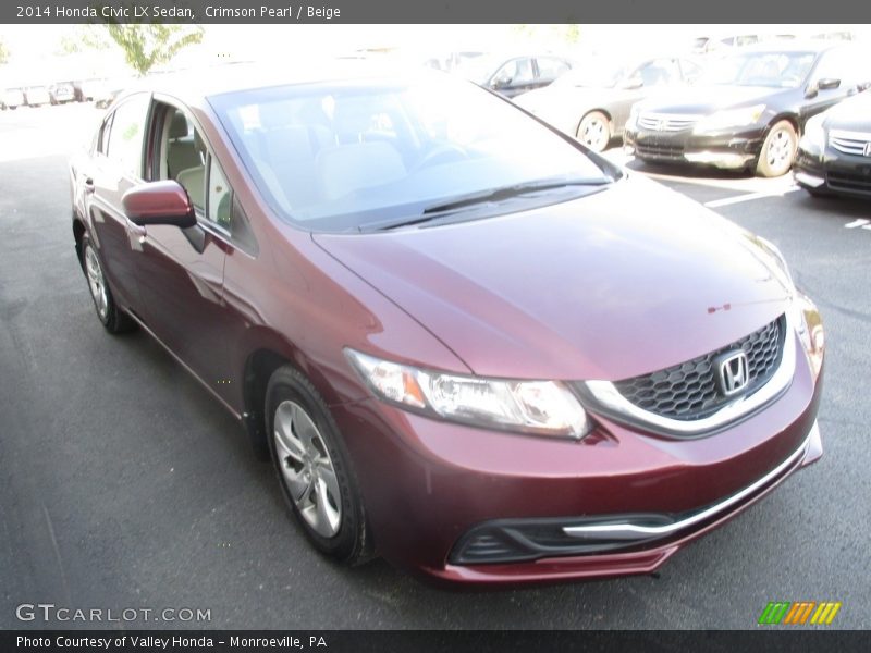 Crimson Pearl / Beige 2014 Honda Civic LX Sedan