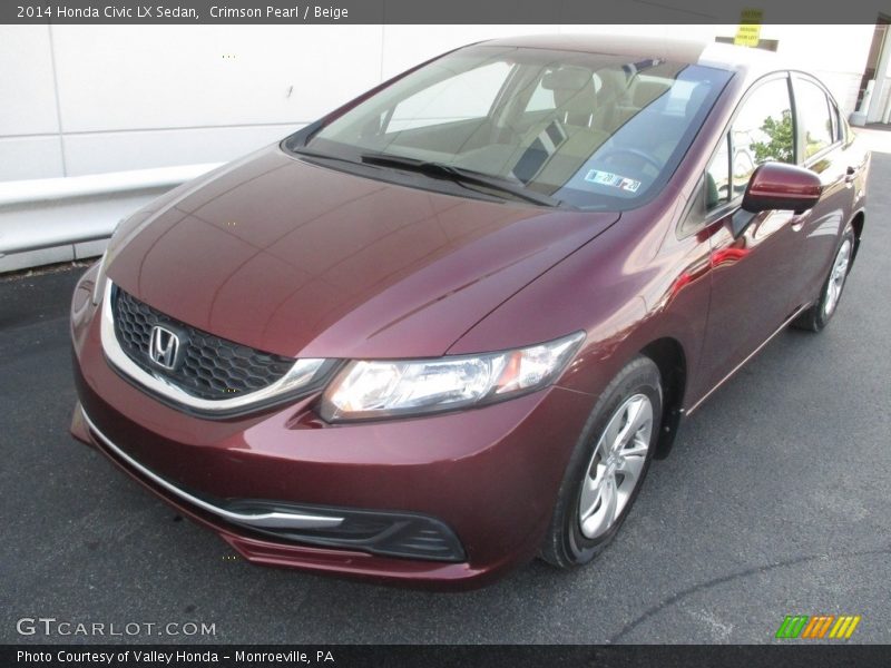 Crimson Pearl / Beige 2014 Honda Civic LX Sedan