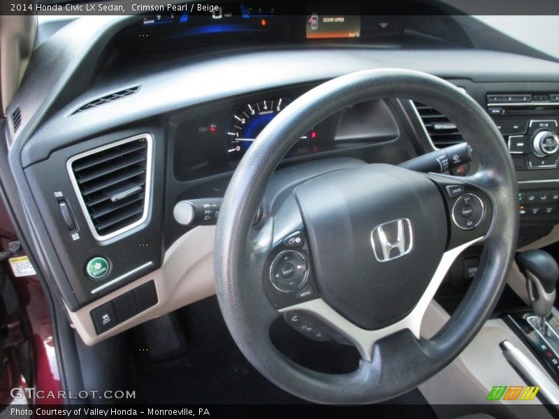 Crimson Pearl / Beige 2014 Honda Civic LX Sedan