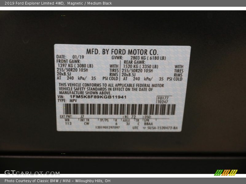 Magnetic / Medium Black 2019 Ford Explorer Limited 4WD