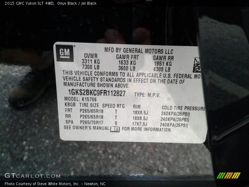 Onyx Black / Jet Black 2015 GMC Yukon SLT 4WD