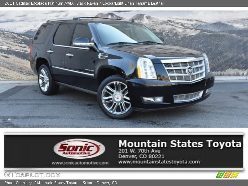 Black Raven / Cocoa/Light Linen Tehama Leather 2011 Cadillac Escalade Platinum AWD