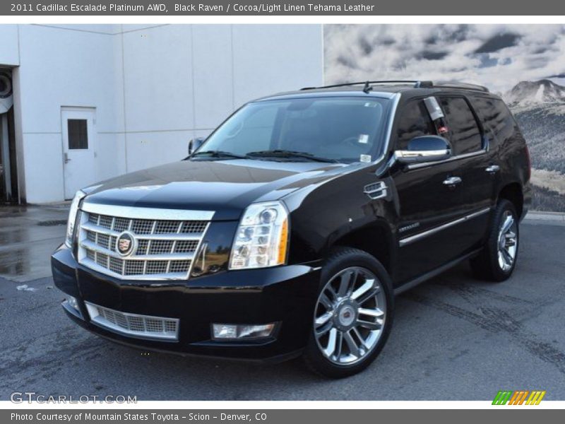 Black Raven / Cocoa/Light Linen Tehama Leather 2011 Cadillac Escalade Platinum AWD