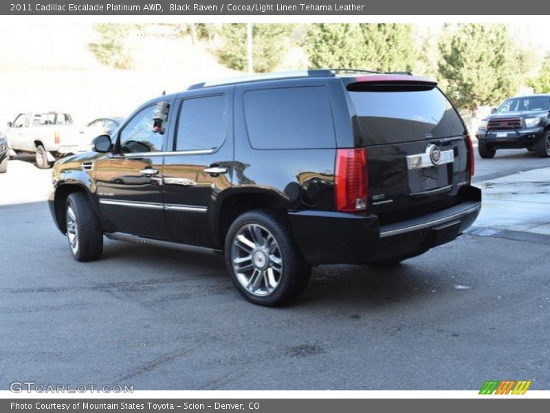 Black Raven / Cocoa/Light Linen Tehama Leather 2011 Cadillac Escalade Platinum AWD