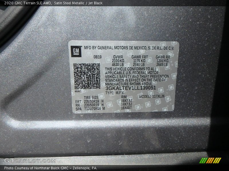 Satin Steel Metallic / Jet Black 2020 GMC Terrain SLE AWD