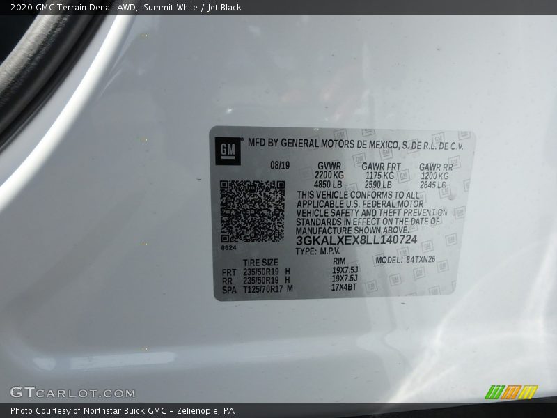 Summit White / Jet Black 2020 GMC Terrain Denali AWD