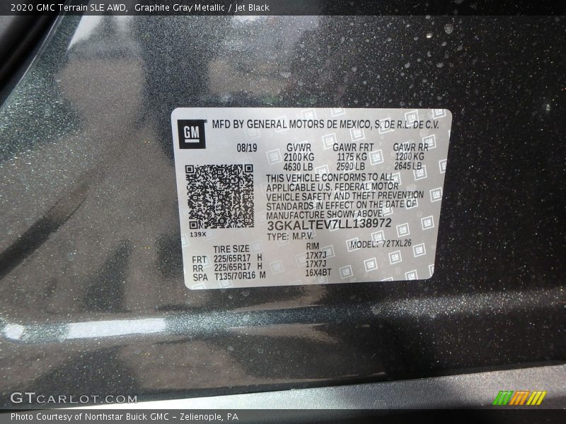 Graphite Gray Metallic / Jet Black 2020 GMC Terrain SLE AWD